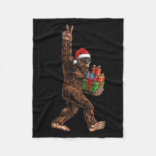 Christmas Bigfoot Santa Hat Funny Sasquatch Big Fo Fleece Blanket