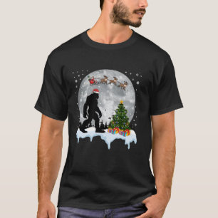 Christmas Bigfoot Santa Tree Sleigh Moon Reindeer T-Shirt