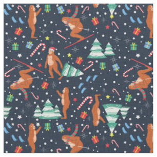 christmas bigfoot sasquatch santa yeti fabric