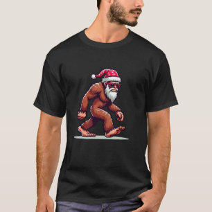 Christmas Bigfoot Yeti Santa Cool Walking Holiday T-Shirt