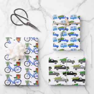 Christmas Bikes RVs Trucks Transport Variety Pack Wrapping Paper Sheet