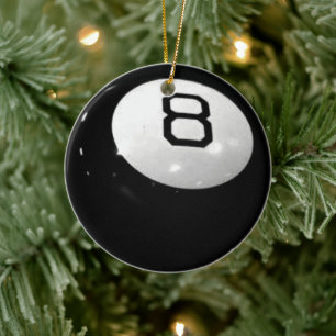 Christmas Billiard Eight Balls Ceramic Tree Decoration