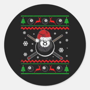 Christmas Billiard Snooker Pool Sport Funny Gift  Classic Round Sticker