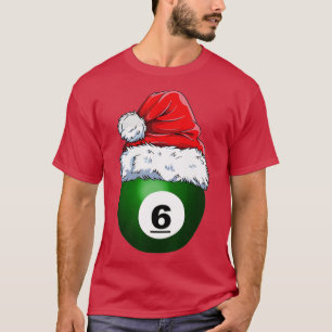 Christmas Billiards Ball Santa Hat Funny Sport Xma T-Shirt
