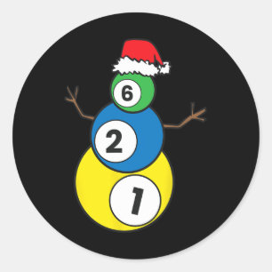 Christmas Billiards Snowman Kids Christmas Present Classic Round Sticker