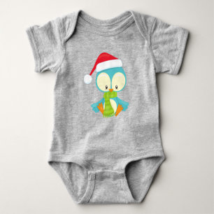 Christmas Bird, Bird With Hat, Bird With Scarf Baby Bodysuit