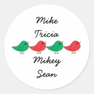 Christmas Bird Family Classic Round Sticker