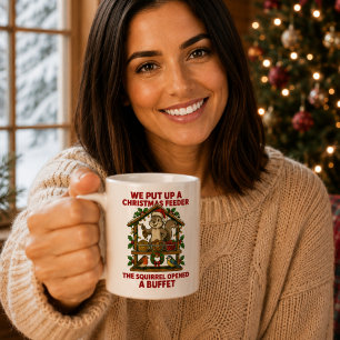 Christmas Bird Feeder Squirrel Buffet Funny Mug
