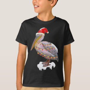Christmas Bird Pelican Santa Hat Costume Bird Love T-Shirt