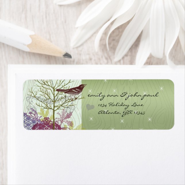Christmas Bird Return Address Labels - (Insitu)