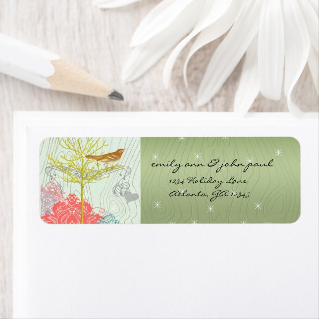 Christmas Bird Return Address Labels (Insitu)