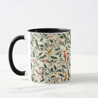 Christmas Birds and Leaves Mug