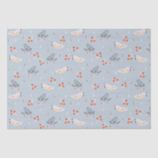Christmas Birds Seamless Pattern Tissue Paper (Front)