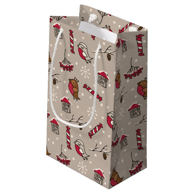 Christmas Birds Woodland 'Home For The Holidays' Small Gift Bag (Back Angled)