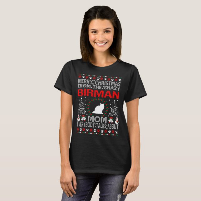 Christmas Birman Cat Mum Ugly Sweater Tshirt (Front Full)