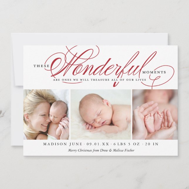Christmas Birth Announcement Holiday Photo Card (Front)