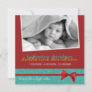 Christmas Birth Announcement Photo Card