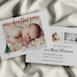 Christmas Birth Announcement Photo Holiday Card<br><div class="desc">Share with all your family and friends that you added more cheer this year. This simple elegant birth announcement will be the perfect way to announce your new baby's arrival. Customise text on the front and back of the card. Personalise with 1 photo on the front and 3 photos on...</div>