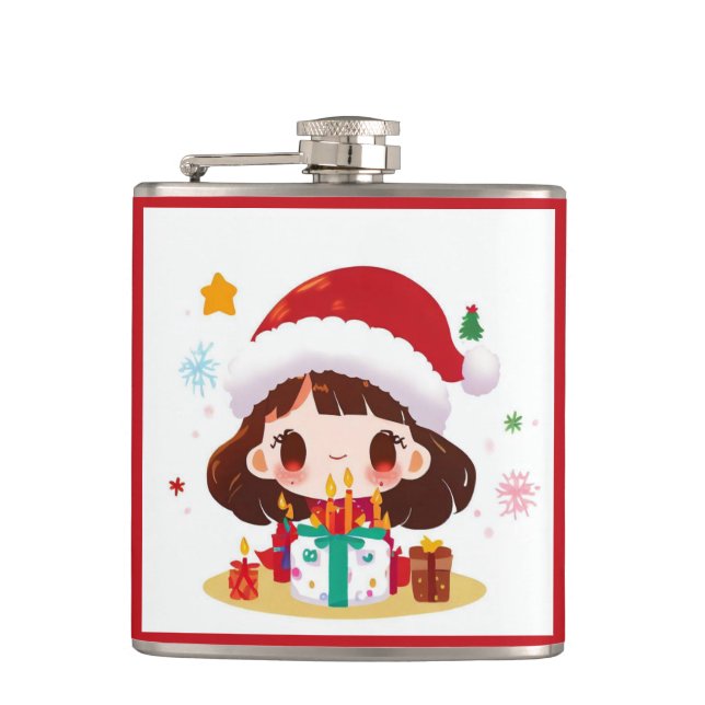 Christmas Birthday 2 Hip Flask (Front)