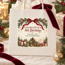 Christmas Birthday Burgundy Bow Thank You