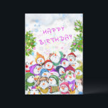 Christmas Birthday Card with Happy Snowmans Party<br><div class="desc">Christmas Birthday Cards with Happy Snowmans Birthday Party Funny Drawing Cartoon Snowman and Text - Customisable - or Choose / Add Your Unique Text / Font / Colour - Make Your Special Birthday Card Gift - Resize and move or remove and add elements / image with Customisation tool ! -...</div>