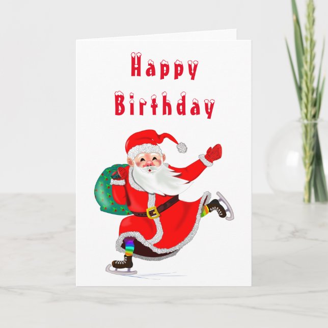Christmas Birthday Card with Santa Claus (Front)
