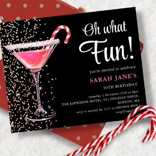 Christmas Birthday Cocktail Budget Invitation