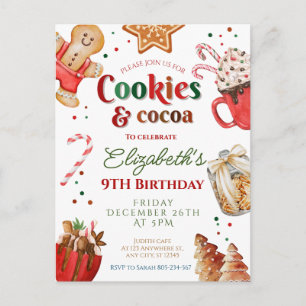 Christmas birthday cookies and cocoa Festive  Postcard