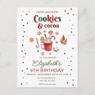 Christmas birthday cookies and cocoa Festive Postcard