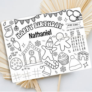 Christmas Birthday Games Gingerbread Colouring Pag