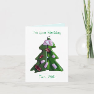 Christmas Birthday - Glass Tree 1 Holiday Card