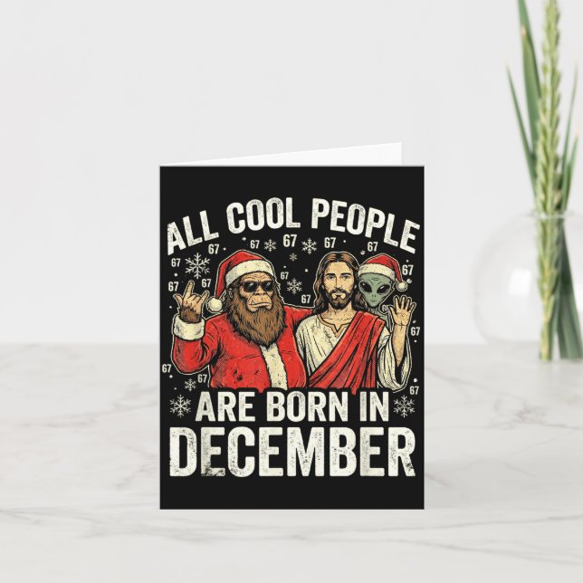 Christmas Birthday Humor Funny Jesus Born In Decem Card (Front)