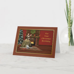 Christmas, Birthday, Old Fashioned, Vintage Holiday Card