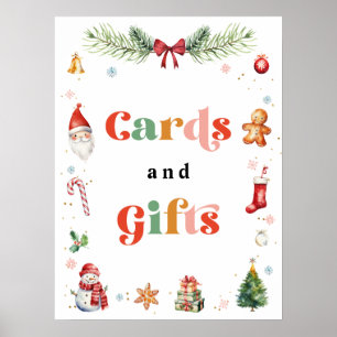 Christmas Birthday Party Cards And Gifts Poster