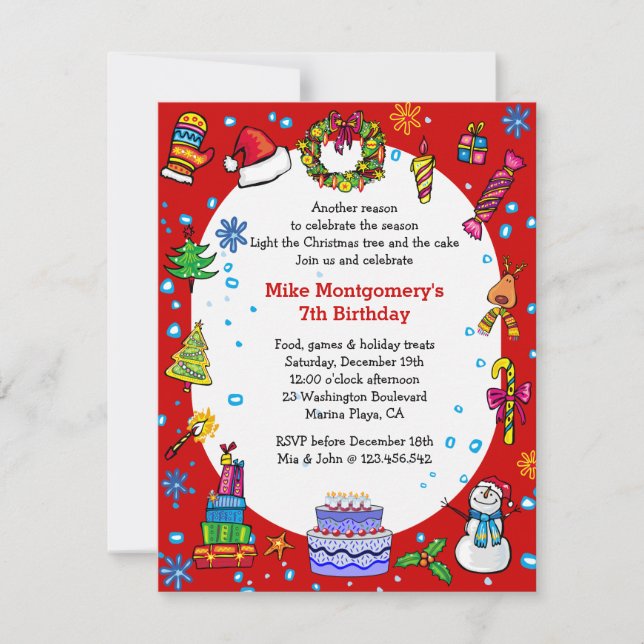 Christmas Birthday Party Invitation (Front)