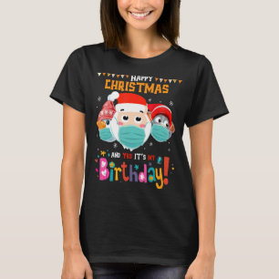 Christmas Birthday Santa Face Mask Birthday for ki T-Shirt
