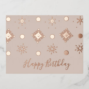 Christmas Birthday Snowflakes Blush Foil Holiday Postcard