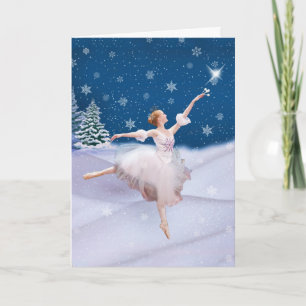 Christmas Birthday with Ballerina in Snow Holiday Card