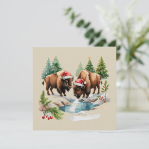 Christmas Bison Buffalo Animal Western Wildlife Holiday Card