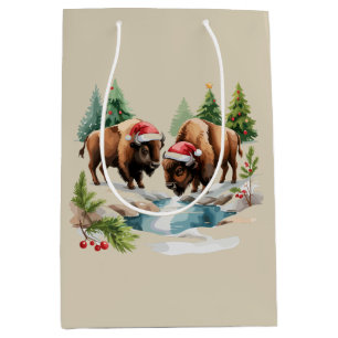 Christmas Bison Buffalo Animal Western Wildlife Medium Gift Bag