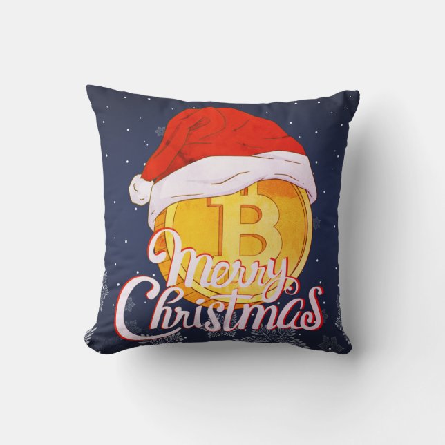 Christmas Bitcoin - Day Traders Gift Cushion (Front)