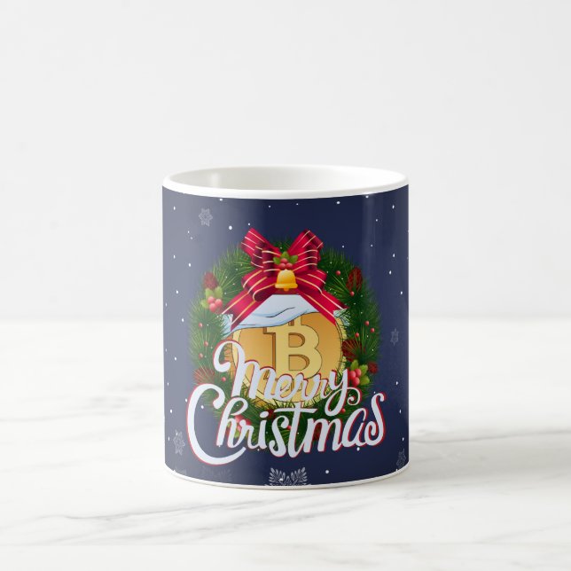 Christmas Bitcoin inside Holiday Wreath Coffee Mug (Center)