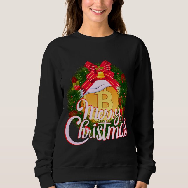 Christmas Bitcoin inside Holiday Wreath Sweatshirt (Front)