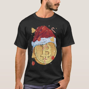 Christmas Bitcoin with Santa Hat Bells and Candy C T-Shirt