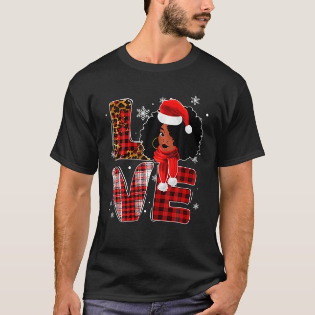 Christmas Black African American Costume Santa Mel T-Shirt (Front)