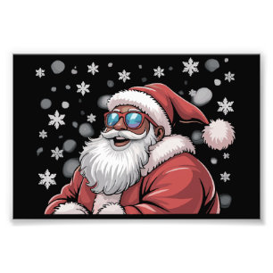 Christmas Black African American Santa Xmas Photo Print