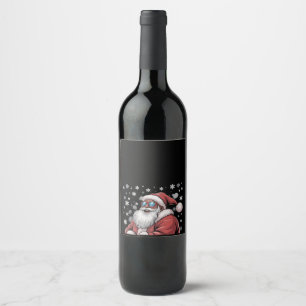 Christmas Black African American Santa Xmas  Wine Label