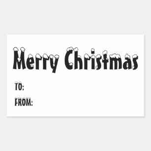 Christmas black and white blank to from cute rectangular sticker
