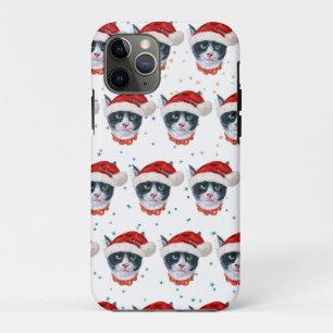 Christmas Black And White Cat Watercolor Case-Mate iPhone Case