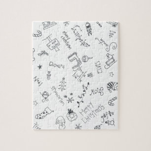 christmas black and white fun doodle jigsaw puzzle